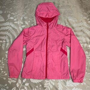 Columbia Windbreaker Rain Jacket Hooded Pink Youth Girls 10/12 Full Zip Lined
